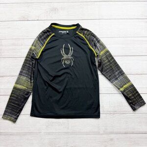 Spyder Boys Black Long Sleeve Performance Athletic Shirt Logo Graphic M